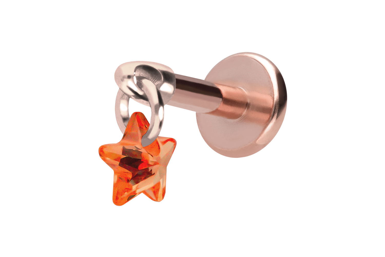 Titan Labret Piercing mit Innengewinde KRISTALLSTERN